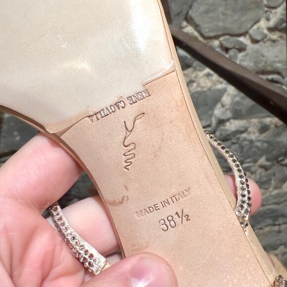 René Caovilla Caterina 40 Crystal Embellished Bow Strap Sandals - Picture 9 of 11